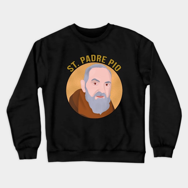 St Padre Pio Crewneck Sweatshirt by DiegoCarvalho